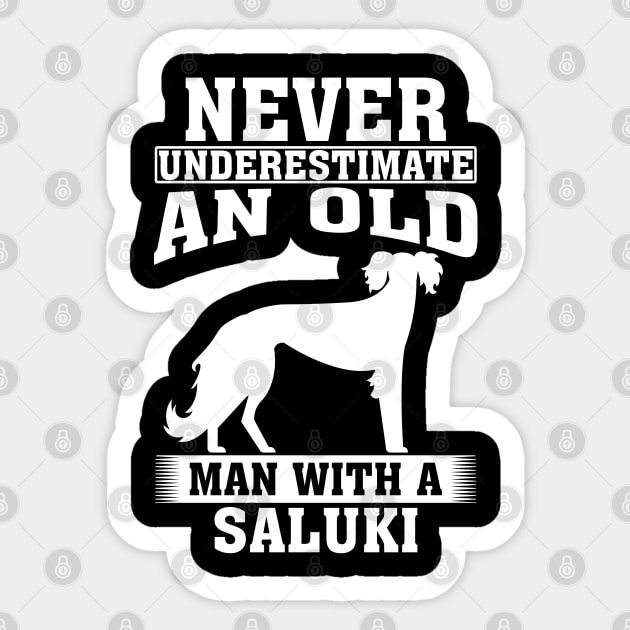 Never Underestimate an Old Man with Saluki Sticker by silvercoin